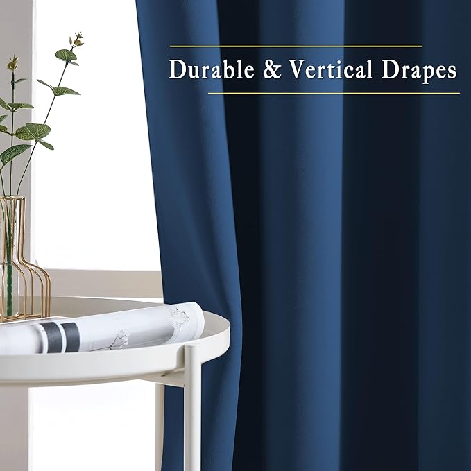 NICETOWN Bedroom Blackout Large Window Curtains - Room Darkening Energy Saving Thermal Insulated Grommet Room Divider Draperies for Living Room/Doorway (Moroccan Blue, W66 x L90, 2 Panels)