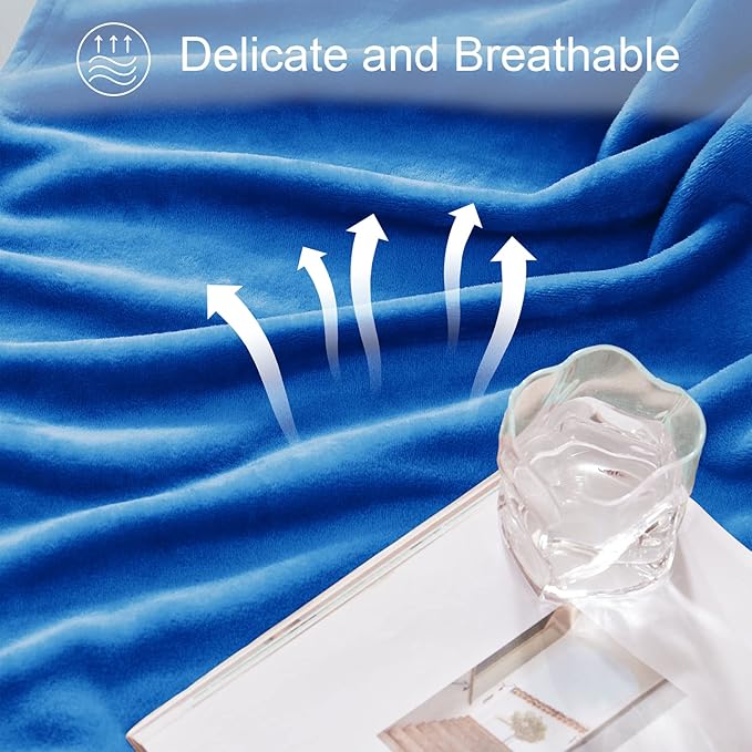 Exclusivo Mezcla Fleece Blanket Twin Size for Bed, Super Soft and Warm, All Season Use, Cozy, Plush, Lightweight, 60x80 Inches Cobalt Blue