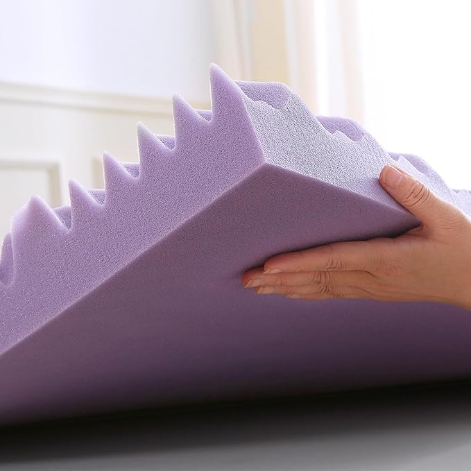 MUXHOMO 3 Inch 7-Zone Twin Mattress Topper, Egg Crate Foam Mattress Topper Twin Size for Back Pain, Lavender Cooling Gel Infused Bed Pad, CertiPUR-US and Oeko-TEX Certification (38"×75")