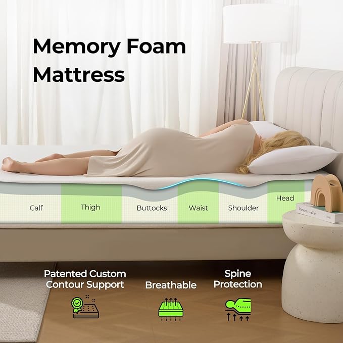 Rolanstar 8 Inch Full Mattress Gel Memory for Cool Sleep & Pressure Relief, Medium Firm Feel, CertiPUR-US Certified, Mattress in a Box, White