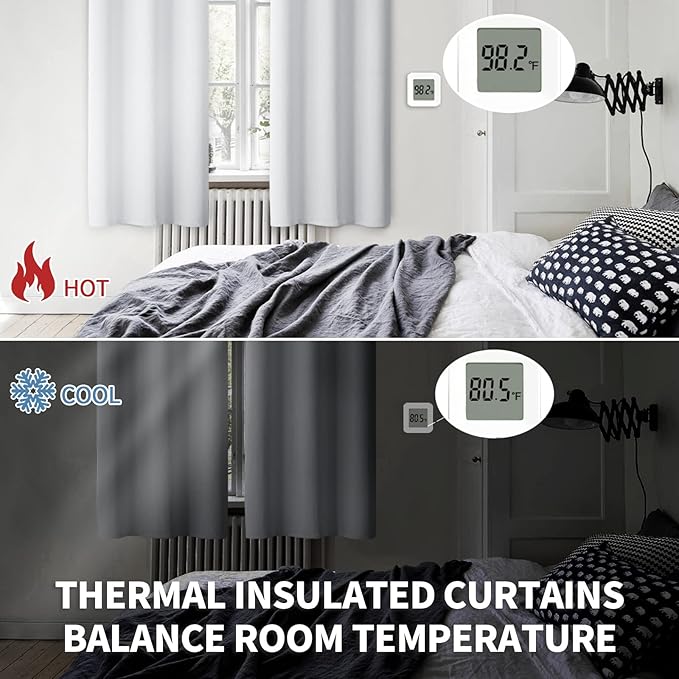 BGment Room Darkening Curtains for Bedroom - Grommet Thermal Insulated Window Treatments Light Blocking Curtains for Living Room, Set of 2 Panels, Each 46 x 72 Inch, Greyish White