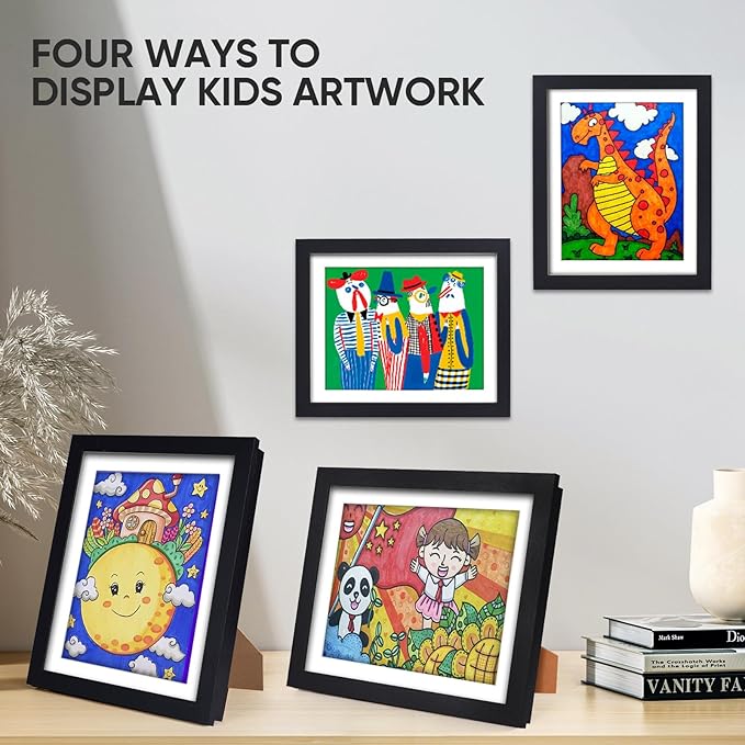 [3-Pack]Kids Artwork Frames Changeable - Kids Art Frame,Kids Art Frames Front Opening Holds 150,Children Art Projects Kids Art Frames,10x12.5 Picture Frame for Display Kid Art Work,With Storage(Black)