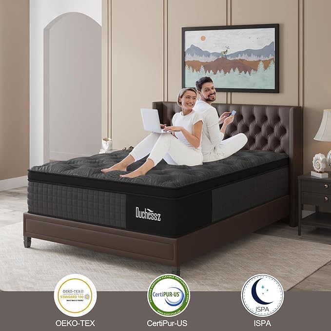 Full Mattress, 10 Inch Hybrid Mattresses Black with Gel Memory Foam and Individually Pocket Innerspring Euro Top Medium Firm for Motion Isolation, Edge Support, 100 Night Trial