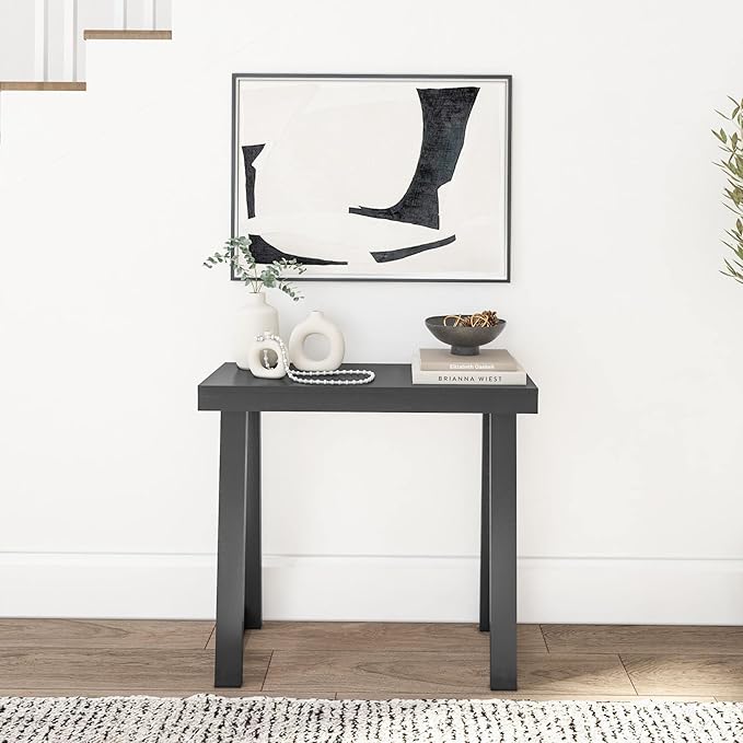 Plank+Beam Solid Wood Console Table, 36 Inch, Sofa Table, Narrow Entryway Table for Hallway, Behind The Couch, Living Room, Foyer, Easy Assembly, Black