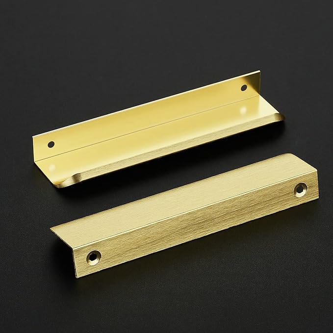 Ravinte Hardware 30 Pack Gold Cabinet Handles, 5.9 Inch (150mm) Finger Edge Pulls, 5 Inch Hole Center, Finger Pulls for Cabinets