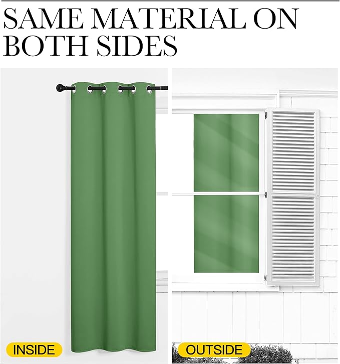 NICETOWN Froest Green Blackout Curtains 63 inches Length for Kitchen, 2 Panels, 34" Wide, Thermal Insulated Decoration Drapes for Small Window