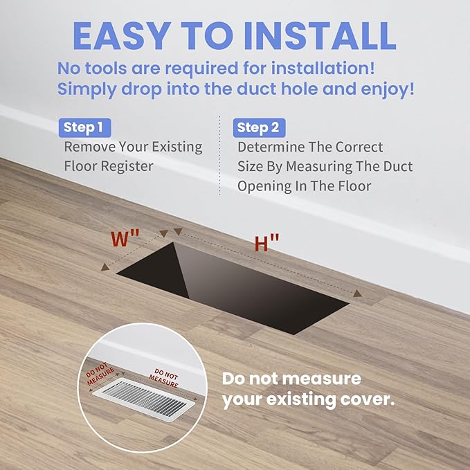 2x12 Inches 4 Pack Heavy Duty Walkable Floor Register - Easy Adjust Air Supply Lever Decorative Floor Vent Covers, Boston Design Vent Covers for Home - Matte Black