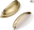 khtumeware 10 Pack 3-3/4" Gold Drawer Pulls Brushed Brass Cabinet Cup Pulls Kitchen Hardware Cabinet Handles Drawer Handles Knobs 3-3/4 inch Hole Center