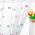 MYSKY HOME White Sheer Curtains for Living Room Sliding Door Windows Rainbow Pom Pom Bedroom Curtains 2 Panels Light Filtering 95 Inch Curtains Dining Room Parties Rod Pocket Farmhouse 52" x 95" inch