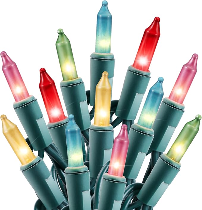 Easter Decorations Mini String Lights - 26.5 feet 100 Count Mini Light Set on Green Wire Plug in End to End Connectable for Indoor Outdoor Party Yard Garden Patio Home Easter Decor, Multicolored