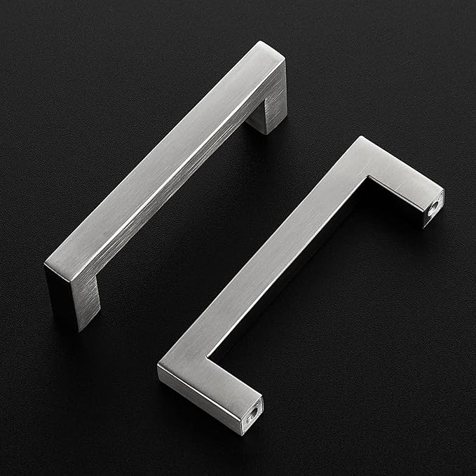 Ravinte 25 Pack Brushed Nickel Kitchen Cabinet Handles 4 Inch Cabinet Pulls Square Kitchen Hardware for Cabinet Drawer Pulls Drawer Handles Come with Screwdriver