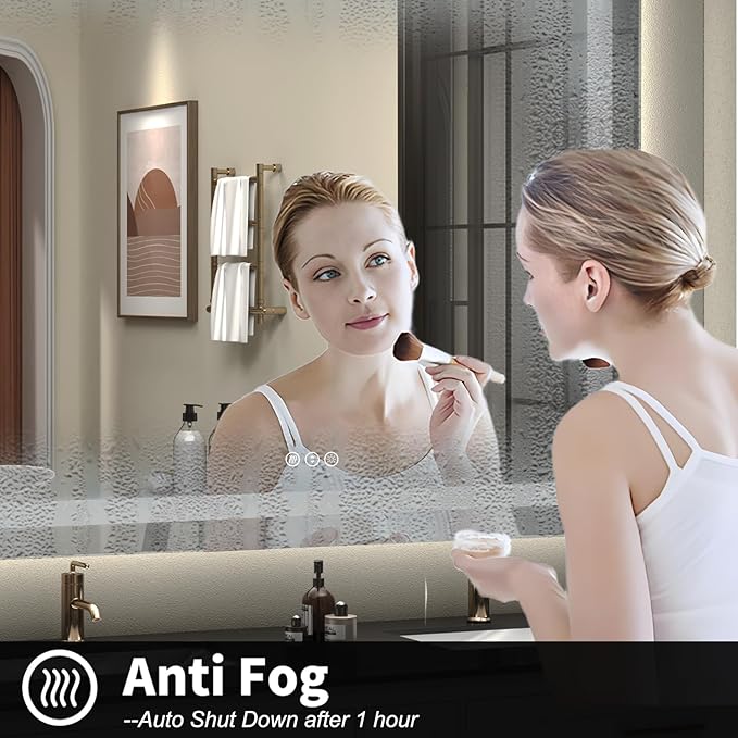 50x36 LED Lighted Bathroom Mirror for Wall, Large Vanity Mirror with Lights, Dimmable, Anti-Fog, Shatter-Proof, ETL Listed (Front + Backlit)