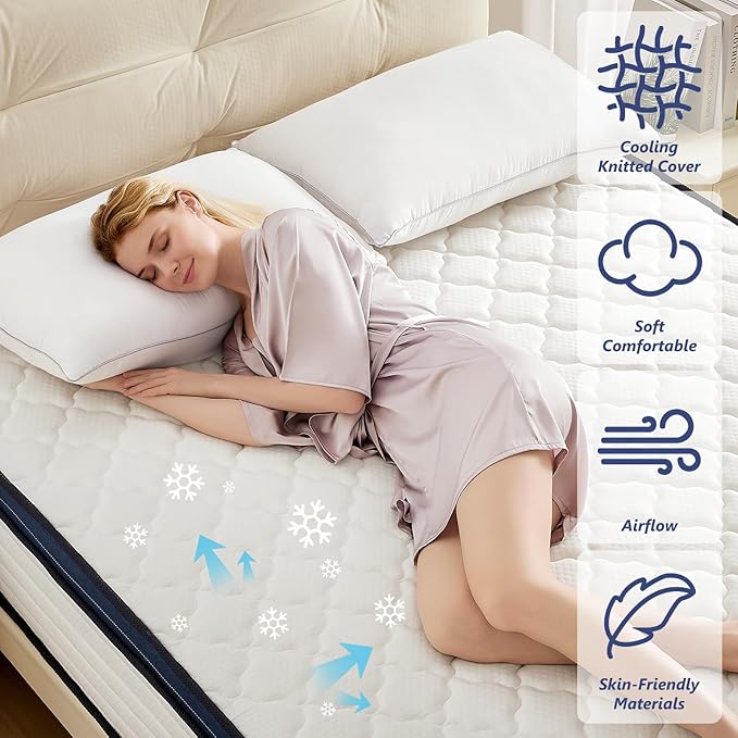 Queen Size Mattresses in a Box 10 Inch - Memory Foam & Pocket Coils Springs, Pressure Relief, Motion Isolation, Breathable Comfort, Medium Firm, CertiPUR-US Certified, Ideal for All Sleepers