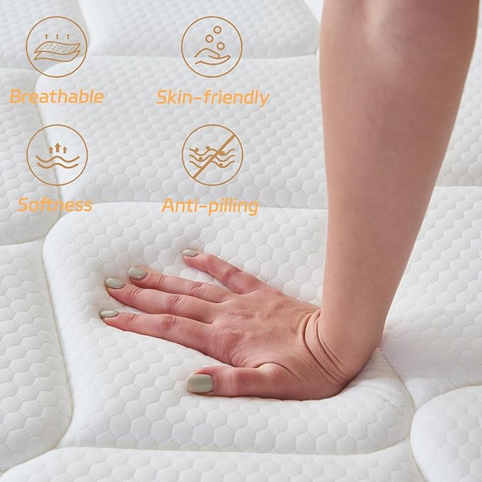 Full Size Mattress, 10 Inch Full Mattress in a Box, Memory Foam Hybrid Mattresses with Individual Pocket Spring for Motion Isolation & Silent Sleep, Pressure Relief, Medium Firm