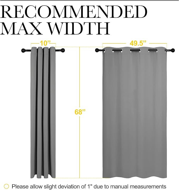NICETOWN Silver Grey Blackout Curtain Panels for Bedroom, Thermal Insulated Grommet Top Blackout Draperies and Drapes for Basement (2 Panels, W55 x L68-inch)