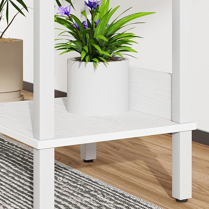 End Table, Side Table, Set of 2, Nightstands with 2-Tier Storage Shelves, Sofa Tables for Small Space, Coach Table for Living Room Bedroom, White UTBT101W2
