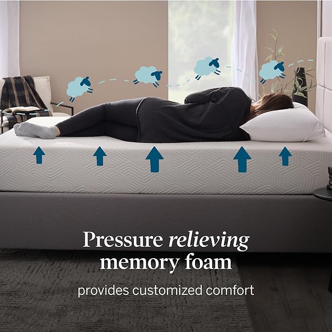 Lucid 12 Inch Memory Foam Mattress - Medium Firm Feel - Infused with Refreshing Bamboo Charcoal and Cooling Gel - Bed in a Box - Temperature Regulating - Pressure Relief - Breathable - Queen Size