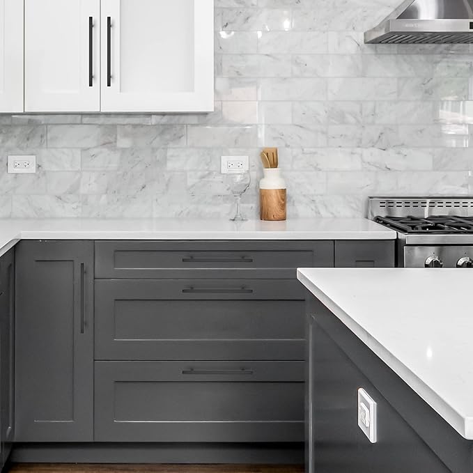 Ravinte Black Cabinet Handles 30 Pack 7-1/2 inch Matte Black Square Cabinet Pulls Black Kitchen Hardware 10 inch Overall Length Black Kitchen Drawer Pulls