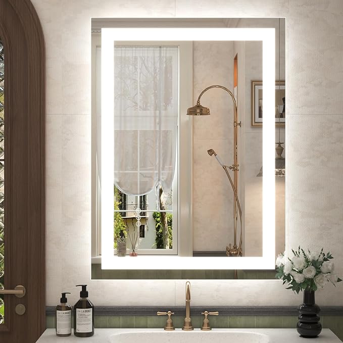26x36 LED Mirror for Bathroom, Lighted Vanity Mirror for Wall, Dimmable, Anti-Fog, Shatter-Proof, ETL Listed (Front Lights + Backlit)