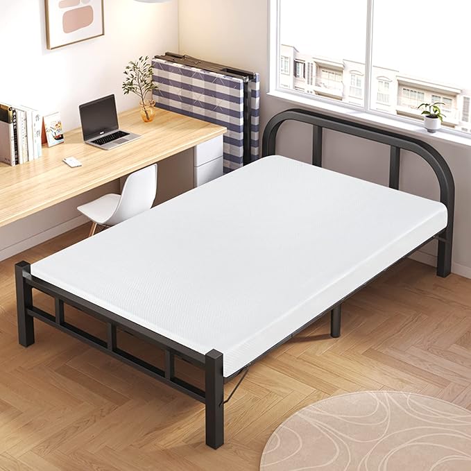 BestMassage | 5 Inch Twin Mattress | Gel Memory Foam | Medium Firm Feel | White | Bed in a Box, CertiPUR-US Certified | Pressure Relief, Cooling Ventilated Foam | Breathable Knit Cover
