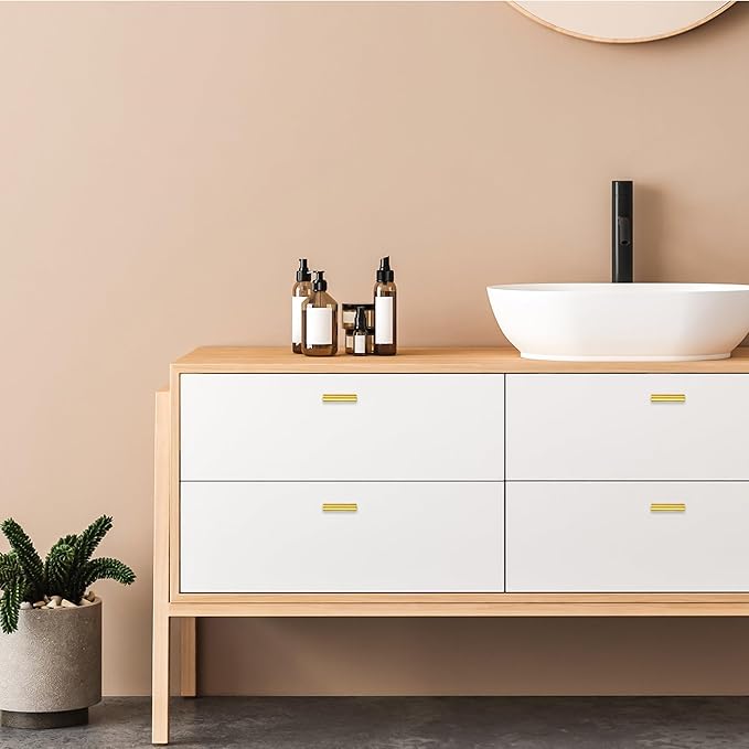 20 Pack Brushed Brass Cabinet Knobs - Kitchen Cabinet Knobs Gold Cabinet Pulls for Kitchen Cabinet Drawer Stainless Steel Dresser Knobs for Cabinet Hardware 2in Length Single Hole T Bar