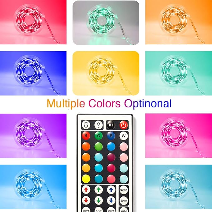 dalattin 65.6ft RGB Led Lights for Bedroom Color Changing Led Strip Lights with 44 Keys Remote,for Home Essential, Bedroom Room Party Decoration,Festival Decor,2 Rolls of 32.8ft