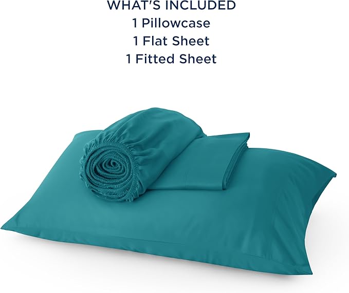 Bedsure Cooling Sheets Twin, Rayon Derived from Bamboo, Breathable & Soft Twin Sheets Set, Deep Pocket Up to 16 Inches, Hotel Luxury Silky Bedding for Hot Sleepers, Turquoise
