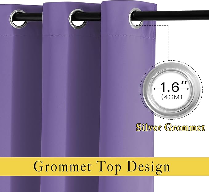 NICETOWN Insulated Curtains Blackout Draperies - Window Treatment Blackout Curtains/Drapes for Bedroom/Living Room Window (63 inches Long, 2 Panel Set, Lilac Purple)