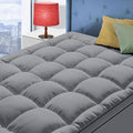 King Size Mattress Topper for Back Pain, Cooling Extra Thick Mattress Pad Cover with 8-21 inch Deep Pocket, Plush Pillow Top Mattress Topper Overfilled with Down Alternative, King Size, Dark Grey