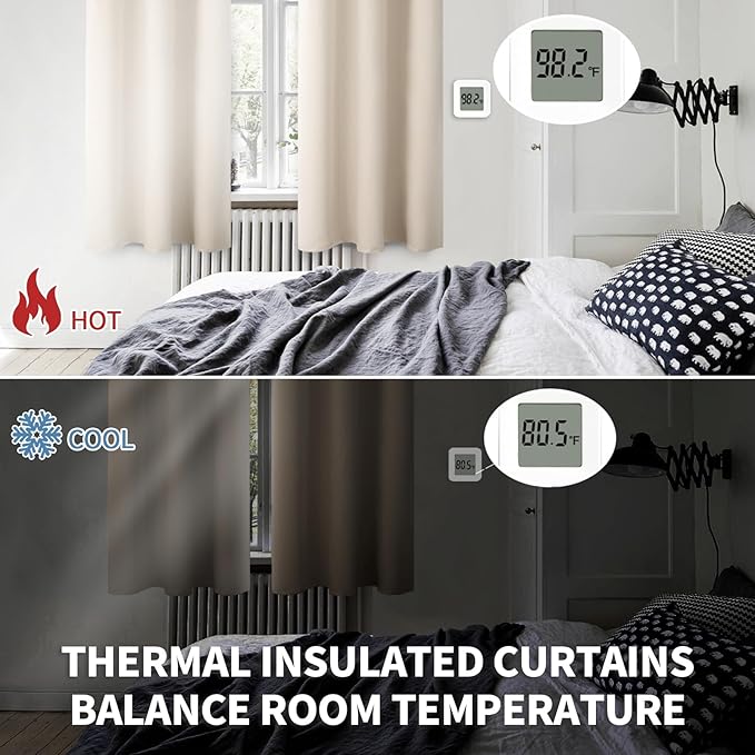 BGment Blackout Curtains - Grommet Thermal Insulated Room Darkening Bedroom and Living Room Curtains, Set of 2 Panels (38 x 63 Inch, Champagne)