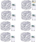 8-Pack Fairy Lights Battery Operated with Remote & Timer & 8 Modes, Waterproof 16 FT 50 LED String Lights Outdoor Indoor, Battery Twinkle Lights for Christmas Bedroom Centerpiece Décor (Cool White)