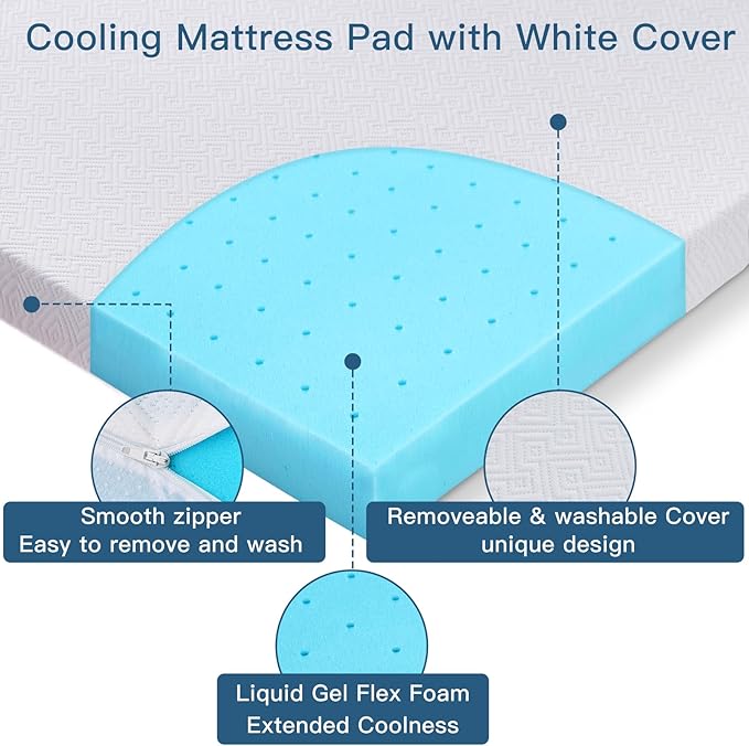 Airensky 3 Inch Memory Foam Mattress Topper, Cooling Gel Infused High Density King (76"x80") Topper with Removable Skin-Friendly Cover, Bed Topper for Pressure Relief Back Pain, CertiPUR-US Certified