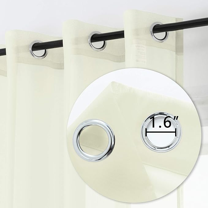 DUALIFE Cream Beige Sheer Curtains for Bedroom 84 inch Length 2 Panel Set Light Filtering Semi Sheer Farmhouse Style Living Room Curtains 52X84 Inches 2 Panels Ivory