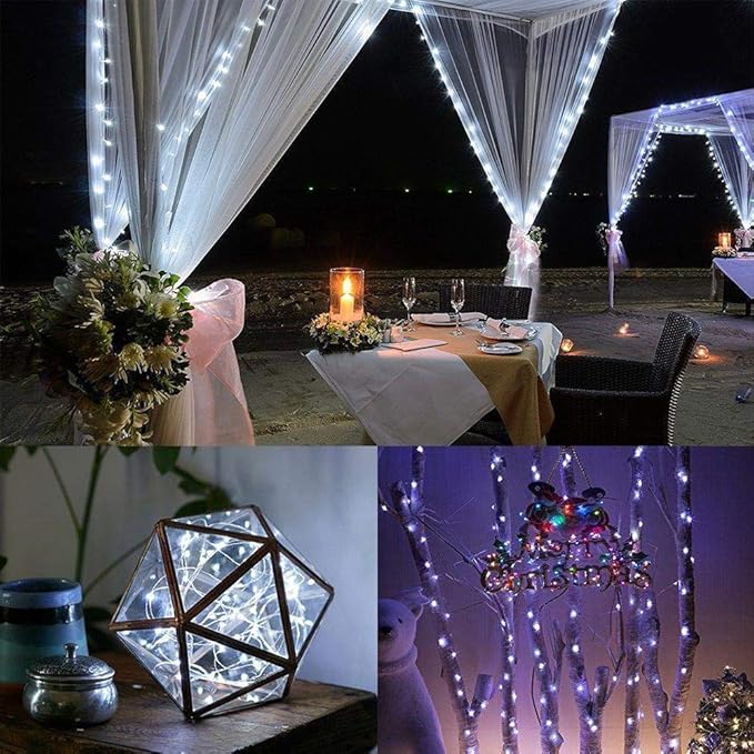 Led Fairy Lights Battery Operated, 4 Packs Mini Battery Powered Copper Wire Starry Fairy Lights for Bedroom, Christmas, Parties, Wedding, Centerpiece, Decoration (5m/16ft Cool White)