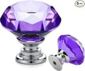 Ravinte 5 Pack Purple Crystal Knobs for Dresser Drawers - 30 mm Glass Cabinet Diamond Shaped Knobs with Silver Base