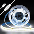 iNextStation USB COB LED Strip Light, 6.6ft 2M 5V 640LEDs 6000K Cold White USB LED Strips Dimmable CRI 93+ Flexible LED Tape Lights for TV Backlight, Under Cabinet, Mirror, Wardrobe, Home Decor