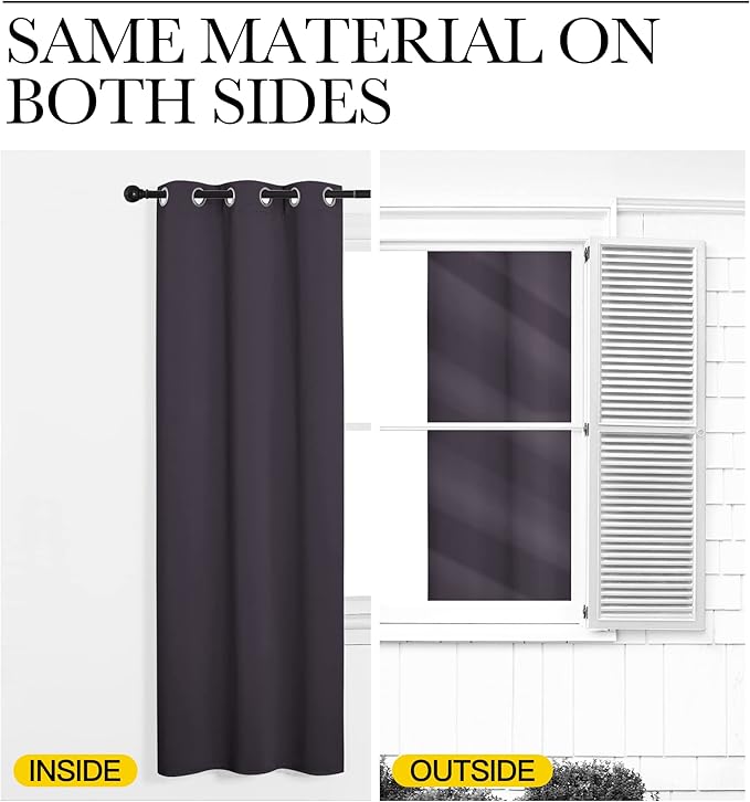NICETOWN Greyish Purple Blackout Curtains 45 inches Length for Kitchen, 2 Panels, 29" Wide, Thermal Insulated Decoration Drapes for Small Window