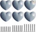 Ceramic Drawer Knobs Heart Shape Cabinet Dresser Pulls Handles with 3 Sized Screws, Kitchen Furniture Knobs for Closet Cupboard Wardrobe (6, Grey)