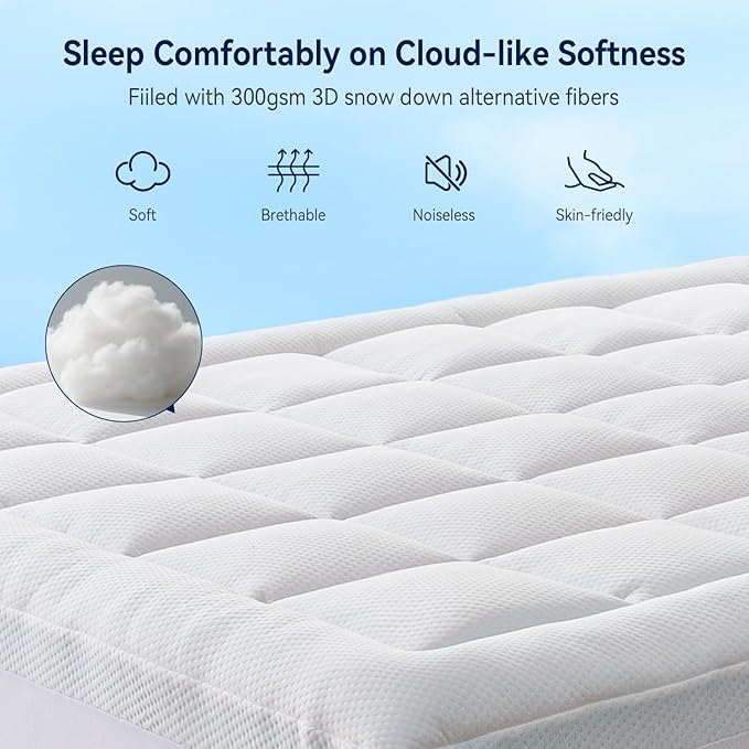 ELEMUSE RV King Dual Layer 3 Inch Memory Foam Mattress Topper, 2 Inch Cooling Gel Memory Foam Bed Pad and 1 Inch Soft Pillow Top Mattress Pad for Back Pain Relief & Hot Sleepers