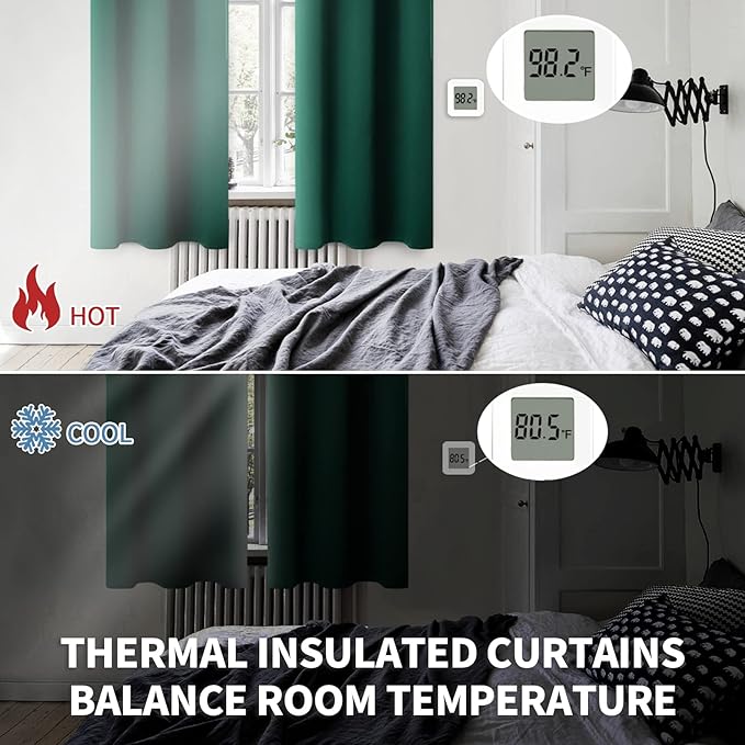 BGment Blackout Curtains for Bedroom - Grommet Thermal Insulated Room Darkening Drapes for Living Room, Set of 2 Panels (38 x 45 Inch, Emerald Green)