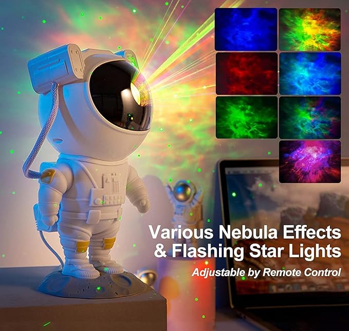 SFOUR Astronaut Galaxy Projector Night Light，Lights for Bedroom,Kids Room Decor Aesthetic, Adjustable Head Angle,Gift for Kids Adults Home Party Ceiling Decor，Christmas Gift