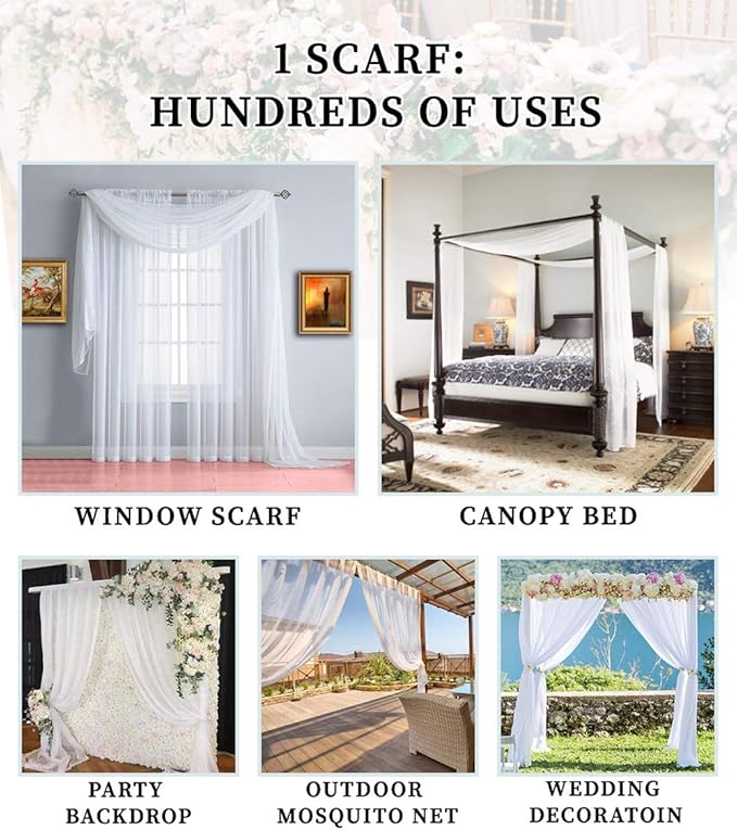 Warm Home Designs 30 Feet Long Sheer Green Teal Window Scarf. These XXL Length Valance Window Scarves 54 X 360 Inches in Size. Great as Bed Canopy or Wedding Arch Draping Fabric. AM Teal 360"
