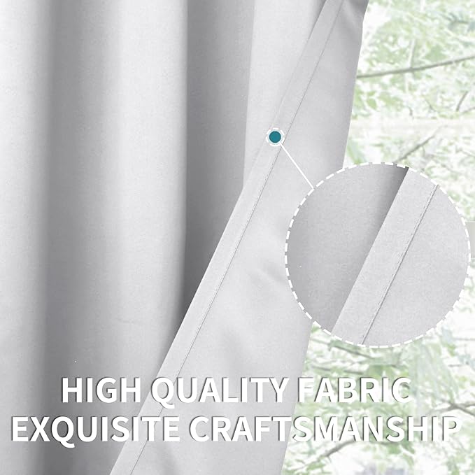 BGment Room Darkening Curtains 72 Inches Long - Grommet Thermal Insulated Drapes Window Treatment Curtains for Bedroom, 2 Panels, 52 x 72 Inch, Greyish White