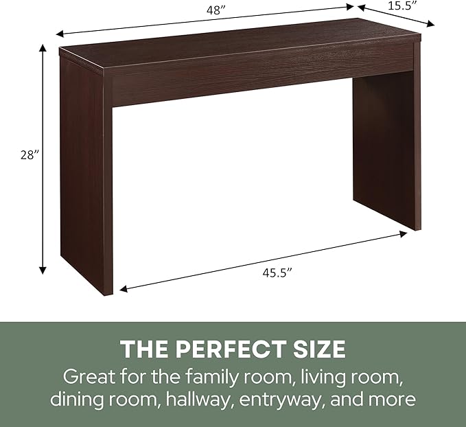 Convenience Concepts Northfield Hall Console Table 48" - Modern, Minimalist Narrow Sofa Display Accent for Contemporary Living Room, Entryway, or Hallway, Espresso