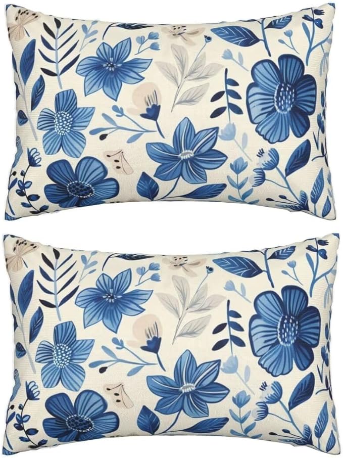 Throw Pillow Covers 16x28 Inch Pillow Covers Set of 2 Couch Pillows for Living Room, Blue Throw Pillows with Invisible Zipper, Soft Accent Pillows Decorative Pillows Farmhouse Decor, Scandinavian J334