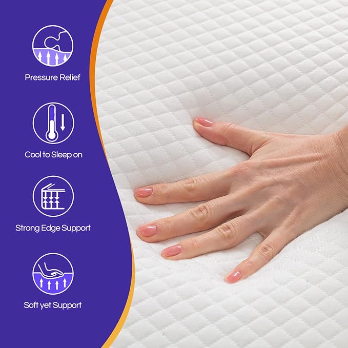 PayLessHere 10 Inch Twin XL Gel Memory Foam Mattress Fiberglass Free/CertiPUR-US Certified/Bed-in-a-Box/Cool Sleep & Comfy Support（Twin Extra Large）