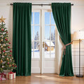 Lazzzy Velvet Blackout Curtains Thermal Insulated Room Window Drapes Super Soft Luxury Curtains for Living Room Bedroom Rod Pocket 2 Panels, Emerald Green, 52" W x 90" L