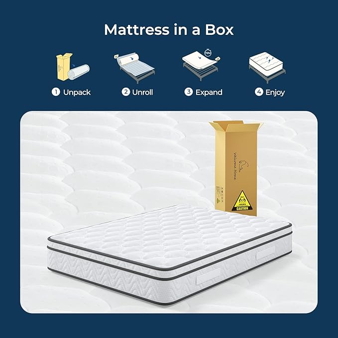 Vesgantti California King Mattress, 10 Inch Hybrid Cal King Mattress in a Box with Memory Foam and Pocket Spring, Ergonomic Design & Pressure Relief, Medium Firm Feel, 72"*84"*10"