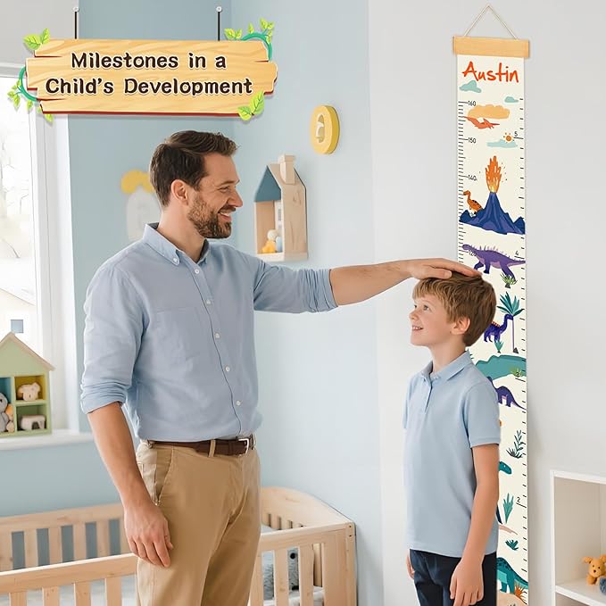 Height Growth Chart, Canvas Height Chart for Kids Baby, Hangable and Removable Growth Chart for Wall Room Nursery Decor, Toddler Height Wall Chart for Baby Room