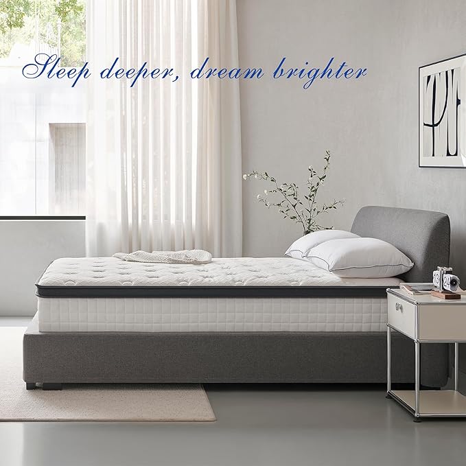 Queen Mattress 12 Inch, Hybrid Queen Size Mattress in a Box, Medium Feel, 3 Layer Premium Foam with Pocket Springs for Motion Isolation and Pressure Relieving, 80"x60"x12", 100-Night Trial